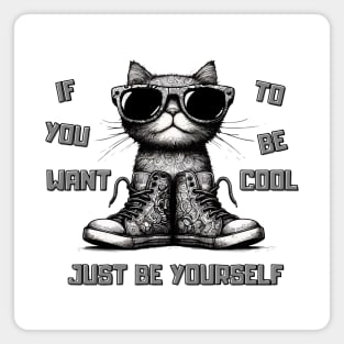 If You Want To Be Cool Just Be Yourself Funny Cat Magnet